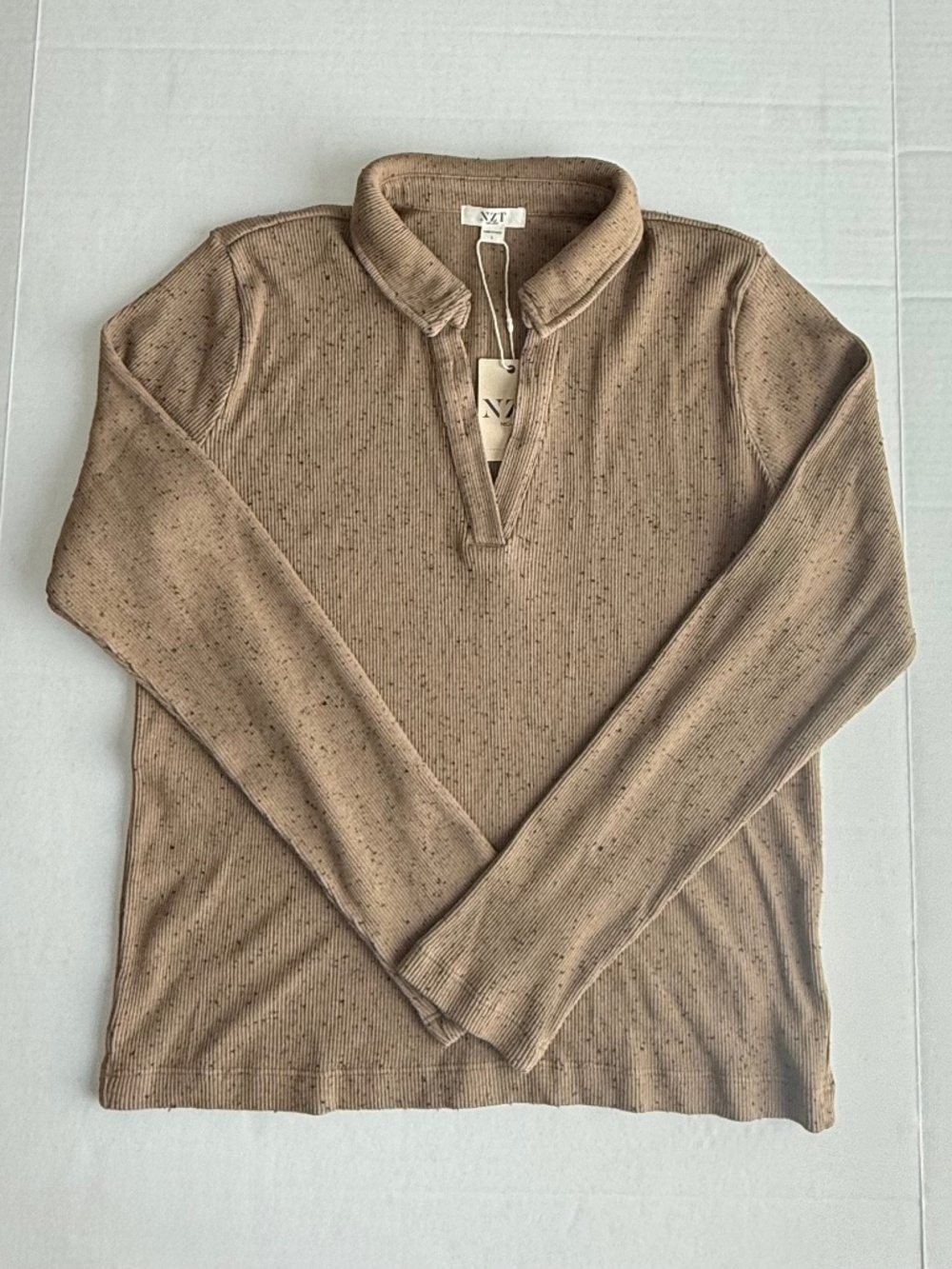 NZT by NIC+ZOE Rib Long Sleeve Polo Top